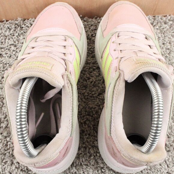 Adidas Crazychaos Sneakers Youth Girls 4.5 Pink Green Suede Mesh - Picture 9 of 12